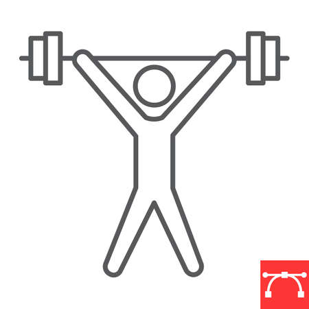 Weightlifting sport line iconのイラスト素材