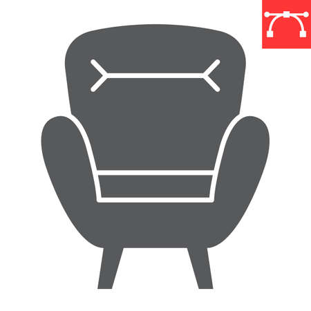 Comfortable armchair glyph iconのイラスト素材