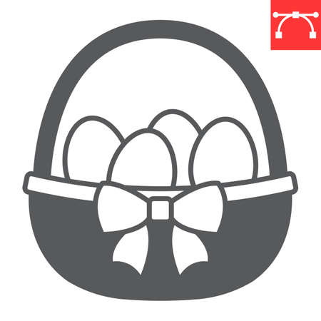 Easter eggs in basket glyph iconのイラスト素材