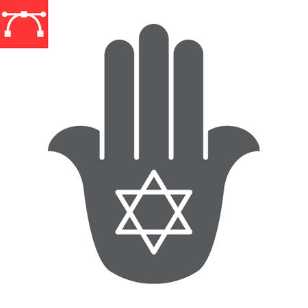 Jewish hamsa glyph iconのイラスト素材