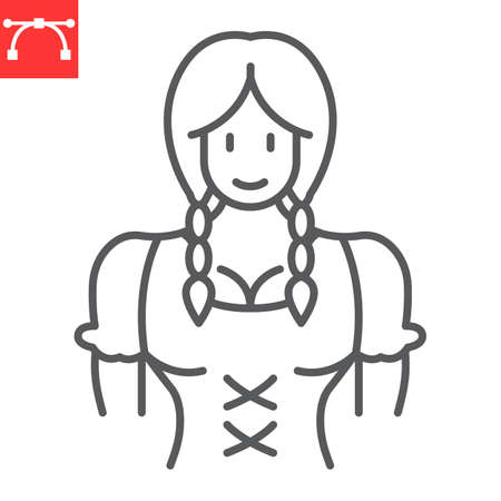 Bavarian woman line iconのイラスト素材