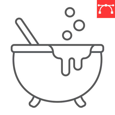 Witch cauldron line iconのイラスト素材