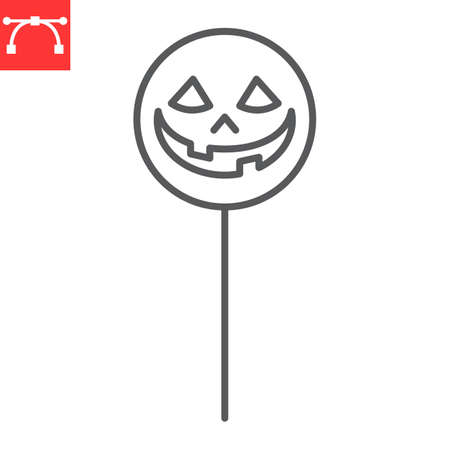 Halloween lollipop with face line iconのイラスト素材