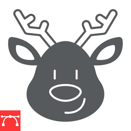 Christmas deer glyph iconのイラスト素材