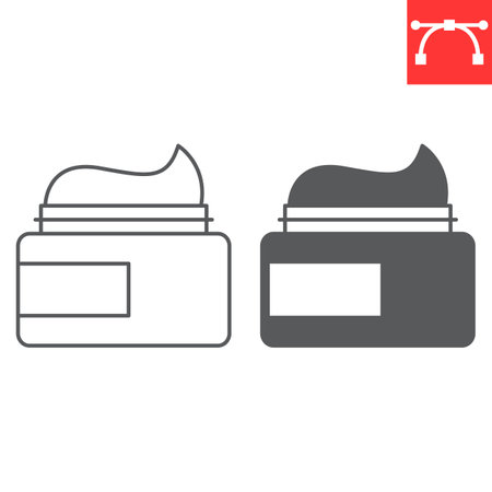 Cream jar line and glyph iconのイラスト素材