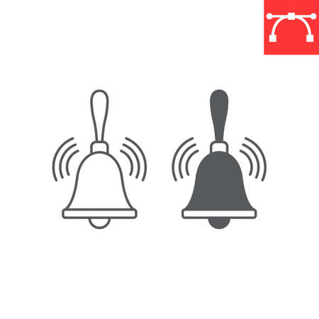Hand bell line and glyph iconのイラスト素材