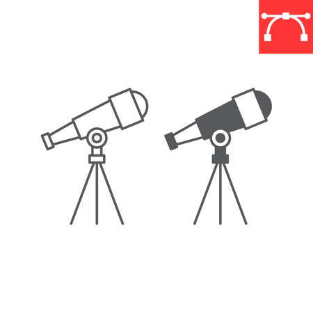 Telescope line and glyph iconのイラスト素材