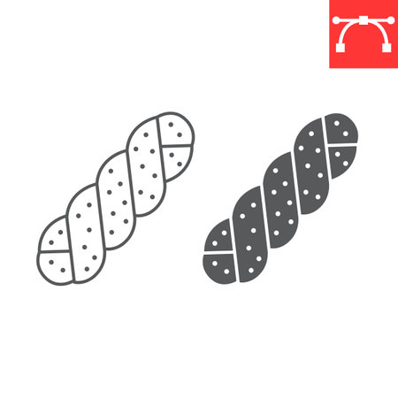 Challah bread line and glyph iconのイラスト素材