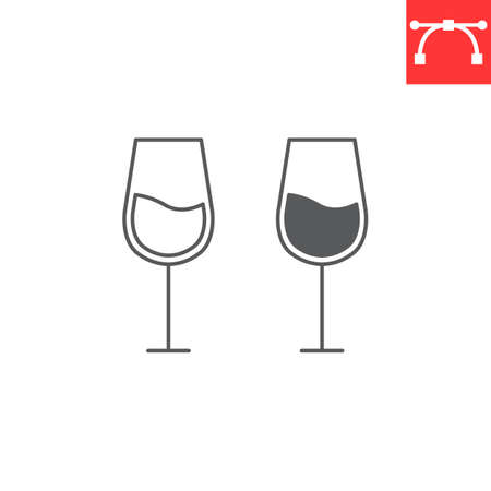 Wine glass line and glyph iconのイラスト素材