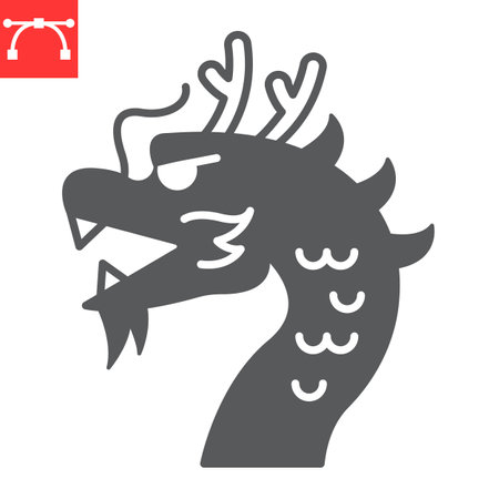 Chinese dragon glyph iconのイラスト素材