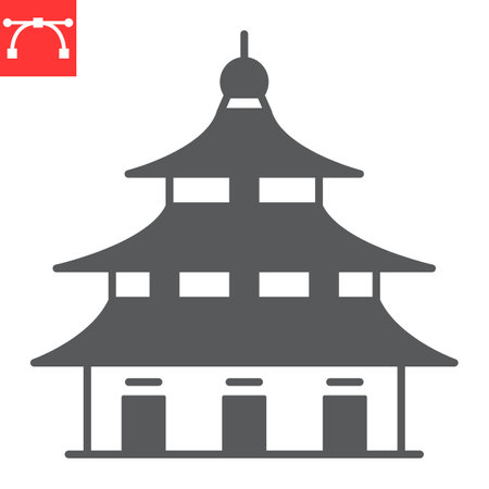 Chinese temple glyph iconのイラスト素材