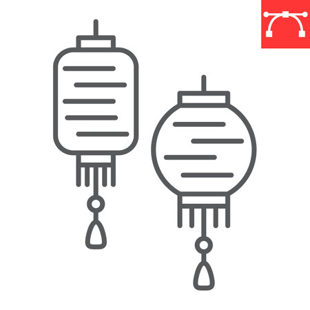 Chinese lantern line iconのイラスト素材