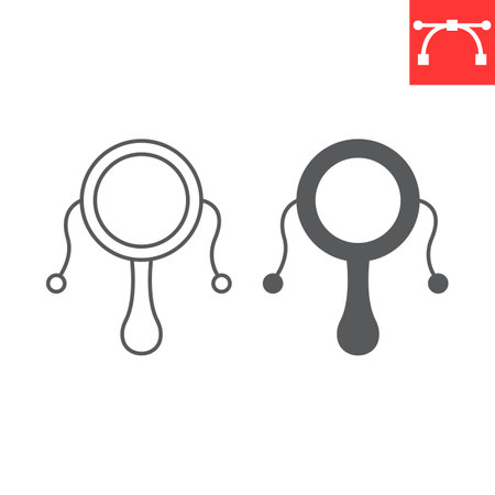Rattle drum line and glyph iconのイラスト素材