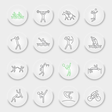 Summer sport line icon setのイラスト素材