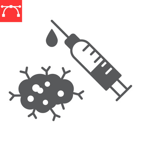 Immunotherapy glyph icon, oncology and AIDS, antibodies vector icon, vector graphics, editable stroke solid sign, eps 10.のイラスト素材