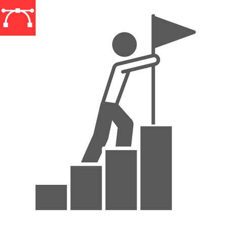 Goal by achieving the next step glyph iconのイラスト素材