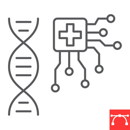 AI healthcare line iconのイラスト素材