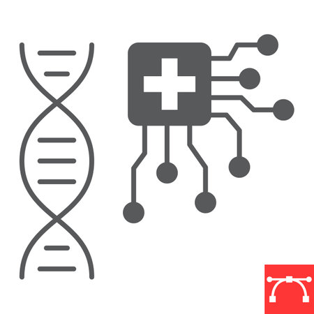 AI healthcare glyph iconのイラスト素材