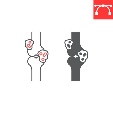 Bone cancer line and glyph icon, oncology and medicine, osteogenic sarcoma vector icon, vector graphics, editable stroke outline and solid sign, eps 10.のイラスト素材