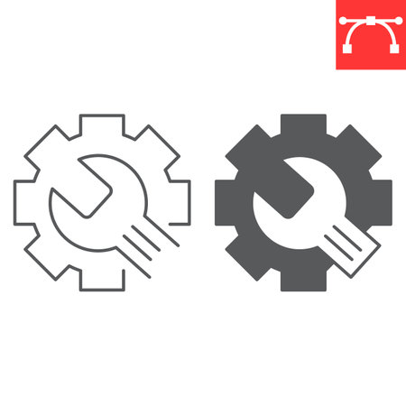 Troubleshooting line and glyph icon, solution and business, maintenance vector icon, vector graphics, editable stroke outline sign, eps 10.のイラスト素材