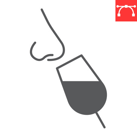 Wine tasting glyph icon, drink and alcohol, sommelier vector icon, smell test vector graphics, editable stroke solid sign, eps 10.のイラスト素材