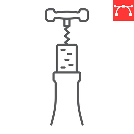 Corkscrew line icon, drink and alcohol, bottle-screw vector icon, vector graphics, editable stroke outline sign, eps 10.のイラスト素材