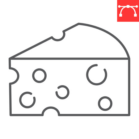 Cheese line icon, food and wine, cheese vector icon, appetizer vector graphics, editable stroke outline sign, eps 10.のイラスト素材