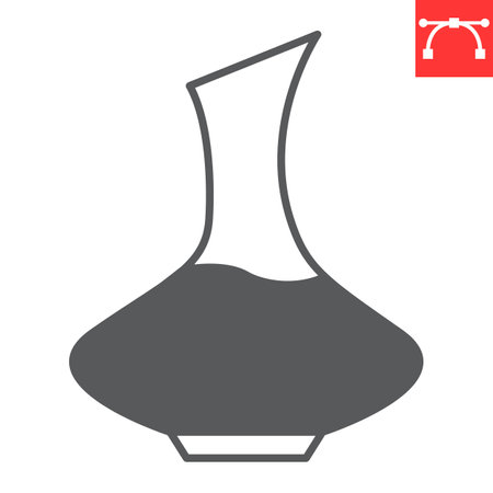 Wine decanter glyph icon, alcohol and tasting, carafe vector icon, vector graphics, editable stroke solid sign, eps 10.のイラスト素材