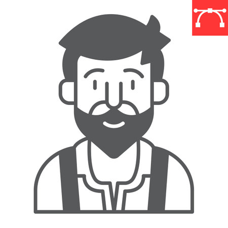 Bavarian man glyph iconのイラスト素材