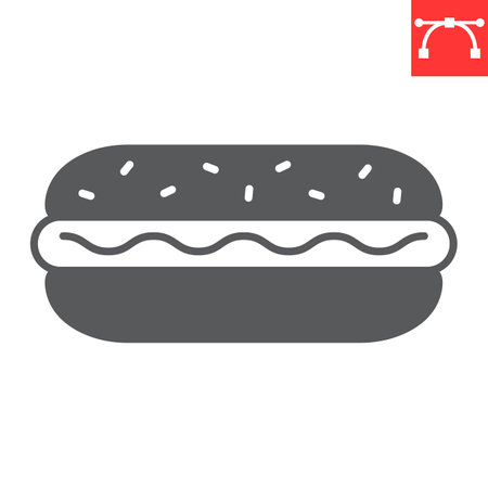 Hot dog glyph iconのイラスト素材