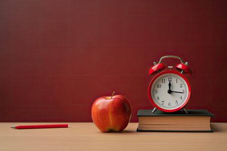 Back to school concept design, painting and clock elements for educational learning decoration.の写真素材