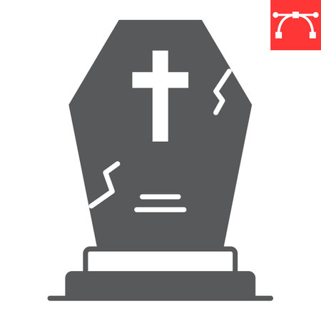Tombstone glyph icon, halloween and holiday, headstone vector icon, gravestone vector graphics, editable stroke solid sign, eps 10.のイラスト素材