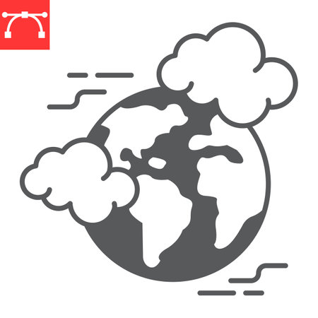 Global pollution glyph icon, climate change and ecology, earth co2 vector icon, vector graphics, editable stroke solid sign, eps 10.のイラスト素材