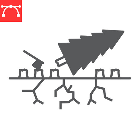 Deforestation glyph icon, climate change and ecology, tree stumps vector icon, vector graphics, editable stroke solid sign, eps 10.のイラスト素材
