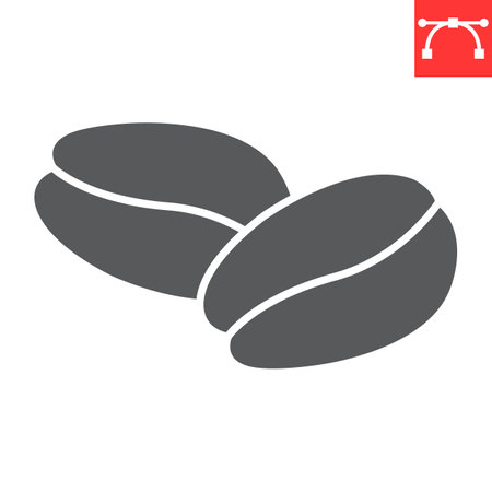 Coffee beans glyph iconのイラスト素材