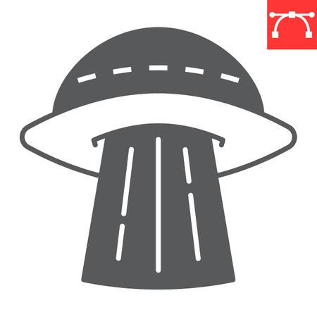 Ufo glyph icon, cosmos and space, alien spaceship vector icon, vector graphics, editable stroke solid sign, eps 10.のイラスト素材