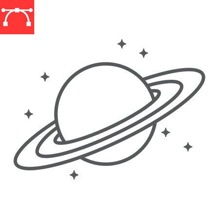 Saturn line icon, cosmos and planet, Saturn vector icon, vector graphics, editable stroke outline sign, eps 10.のイラスト素材