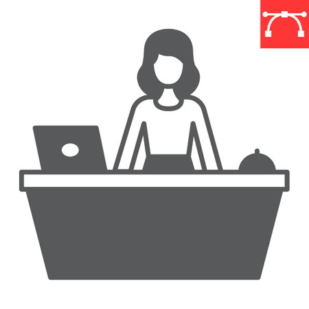 Reception glyph icon, receptionist and hotel services, customer service desk vector icon, vector graphics, editable stroke solid sign, eps 10.のイラスト素材