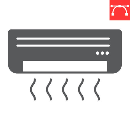 Air conditioner glyph icon, appliance and cool temperature, air conditioner vector icon, vector graphics, editable stroke solid sign, eps 10.のイラスト素材