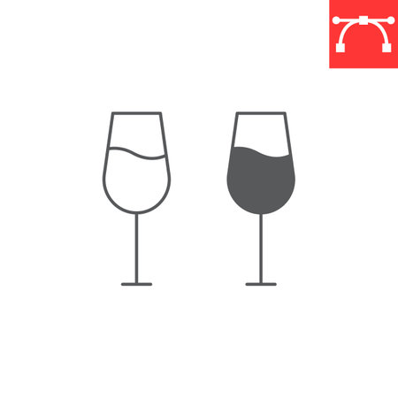 Glass of wine line and glyph icon, drink and alcohol, wineglass vector icon, vector graphics, editable stroke outline sign, eps 10.のイラスト素材