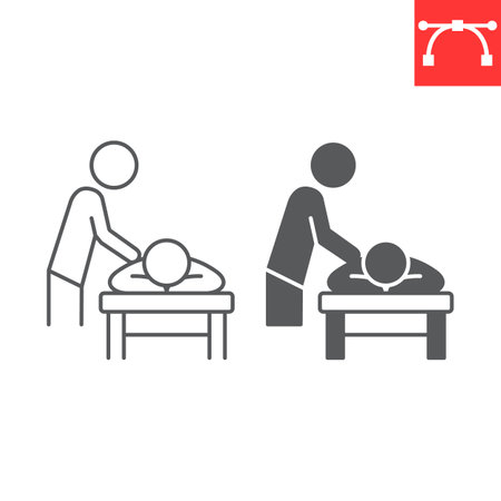 Massage line and glyph icon, SPA and beauty salon, body massage vector icon, vector graphics, editable stroke outline sign, eps 10.のイラスト素材