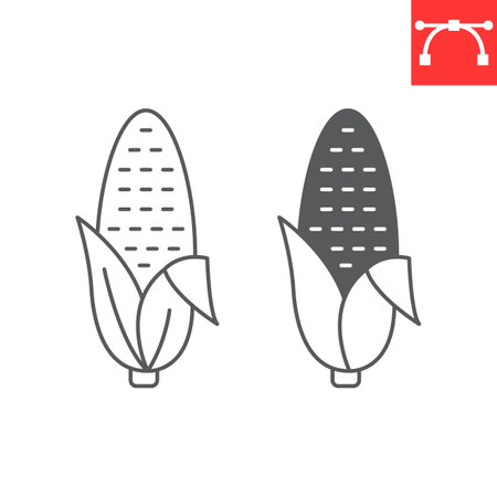 Corn line and glyph iconのイラスト素材