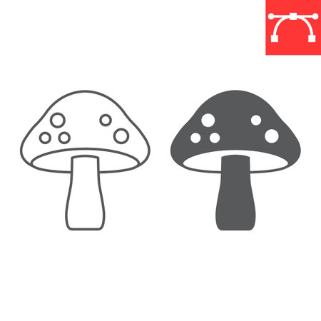 Mushroom line and glyph iconのイラスト素材