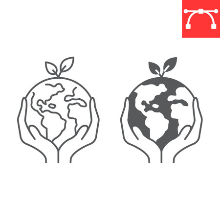 Save the world line and glyph iconのイラスト素材