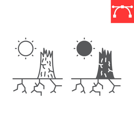 Drought line and glyph iconのイラスト素材