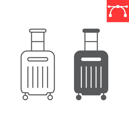 Luggage line and glyph icon, baggage and tourism, suitcase vector icon, vector graphics, editable stroke outline sign, eps 10.のイラスト素材