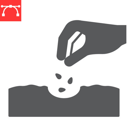 Hand planting seeds glyph icon, gardening and agriculture, seeding vector icon, vector graphics, editable stroke solid sign, eps 10.のイラスト素材