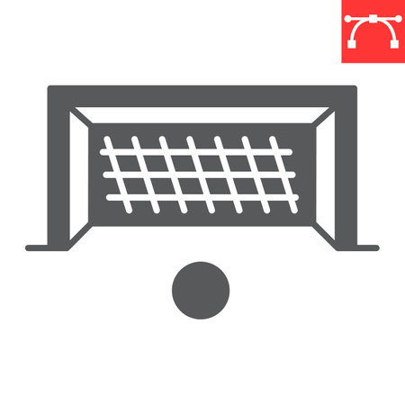 Soccer gate glyph icon, sport and goal, soccer penalty vector icon, vector graphics, editable stroke solid sign, eps 10.のイラスト素材