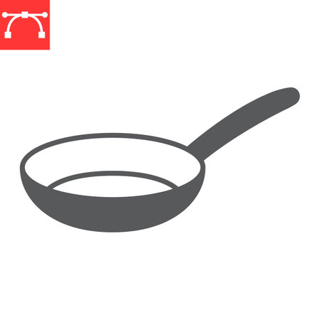 Frying pan glyph icon, kitchen and kitchenware, frying pan vector icon, vector graphics, editable stroke solid sign, eps 10のイラスト素材