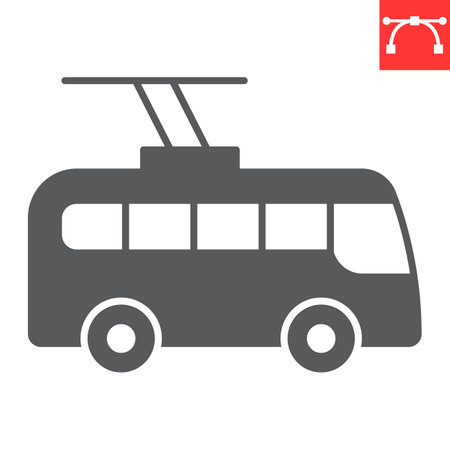 Trolleybus glyph icon, transportation and vehicle, trolleybus vector icon, vector graphics, editable stroke solid sign, eps 10.のイラスト素材